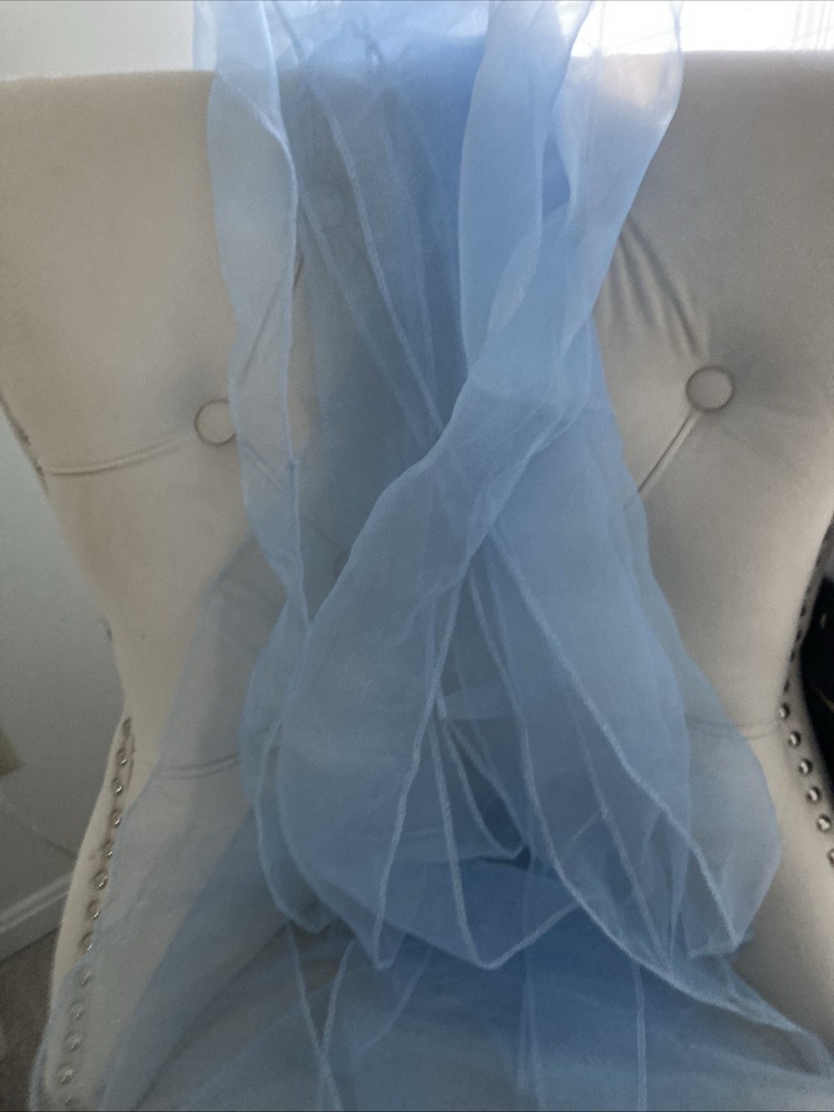 Lot of 4 BLUE ORGANZA Sheer Chair Sashes/Runners/Ribbons/Bows Party Brand New