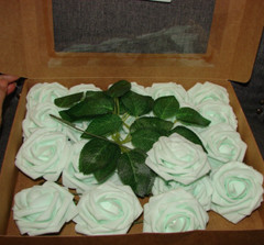 Ling’s Moment 25 pcs 3″ Artificial Faux Foam Roses with Stem Weddings/MINT GREEN