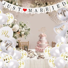 Just Married Decorations Wedding Decor Kit, Mr & Mrs Decorations Wedding Balloons Just…