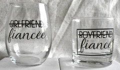 ENGAGEMENT GLASS GIFT SET – 1 BOYFRIEND WHISKEY & 1 GIRLFRIEND WINE – NEW