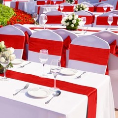 4 Pack Satin Table Runner 12 x 108Inch Long Bright Silk and Smooth Fabric Red