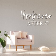 4 Pcs Happily Ever After Wall Decor Wooden Words Heart Hanging Wedding Day Pl…