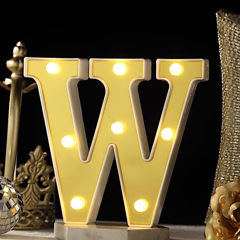 6″ tall GOLD W LED Lighted Marquee Letters Sign Party Wedding Events Decorations