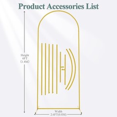 Strong and Elegant Metal Wedding Arch – 6FTx2.6FT – Ceremony Party Decoration