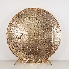 7.5 ft GOLD Sparkly Big Payette Sequin Backdrop STAND COVER Party Decorations