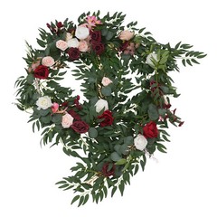 Red& White& Pink 9ft Long PP Artificial Flower Garland For Wedding Decoration