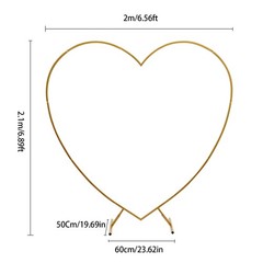 210cm Heart Shaped Gold Metal Balloon Arch Stand Frame Display Kit For Wedding