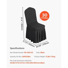 Uimoso 30PCS Black Stretch Spandex Chair Covers for Weddings,Parties, and Dining