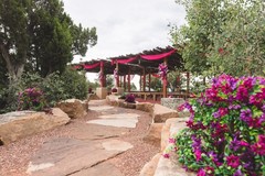 outdoor floral hanging arrangement