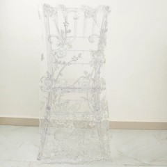 Floral Sequin Embroidered Organza Chiavari Dining Chair Back SLIPCOVER Events