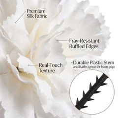 Larksilk White Carnations, Fake Flowers, 100 Pack for Events, Weddings, DIY