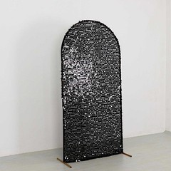 7 ft BLACK Big Payette Sequin Fitted Round Top Wedding Arch STAND COVER Party