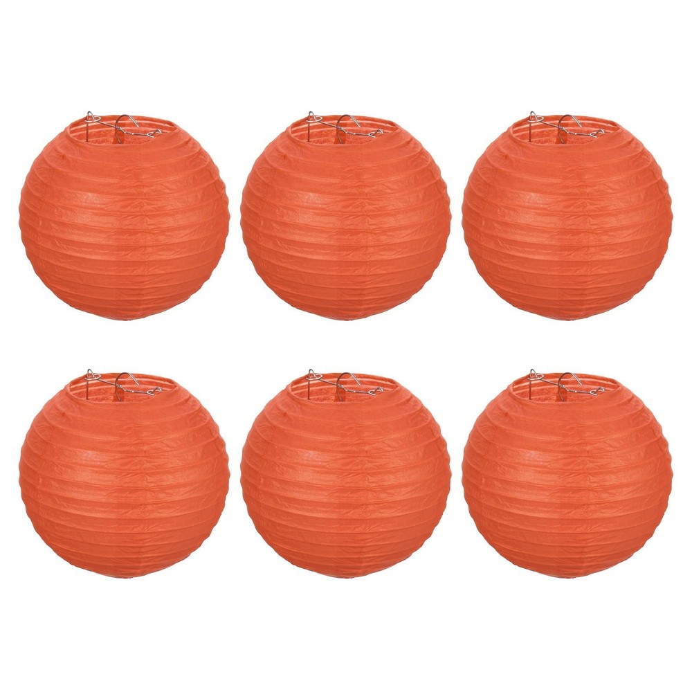 6pcs 6 Inch Folding Hanging Paper Lanterns Small Lampshade Orange