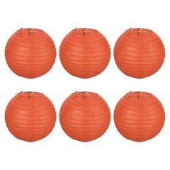 6pcs 6 Inch Folding Hanging Paper Lanterns Small Lampshade Orange