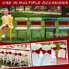 50Pcs Chair Sashes Sequin Stretch Bows Chair Bands Xmas Wedding Banquet Decor