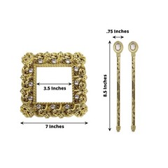 2 Gold 6″ Square Plastic CURTAIN TIE Backs Baroque Design Acrylic Crystals Party