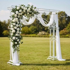 8.5 Feet Tall Metal Elegant Wedding Arch White Garden Arbor with Trellis Decor
