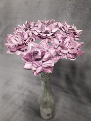 7 Handmade Paper Flowers on stems (Marbled Lt Purple) for Wedding, St. Valentine