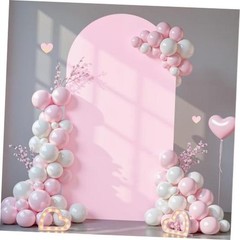 6 ft Arch Backdrop Cover – Double-Sided Spandex Arch Covers Stretchy 6FT Pink