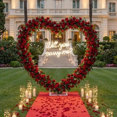 Proposal Decorations Kit Will You Marry Me LED Neon Light Metal Heart Stand Carp