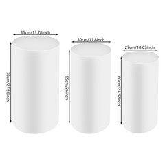 Metal Display Pedestal Stands 3 Pcs White 60×27/65×30/70x35cm Sturdy Cake Stand