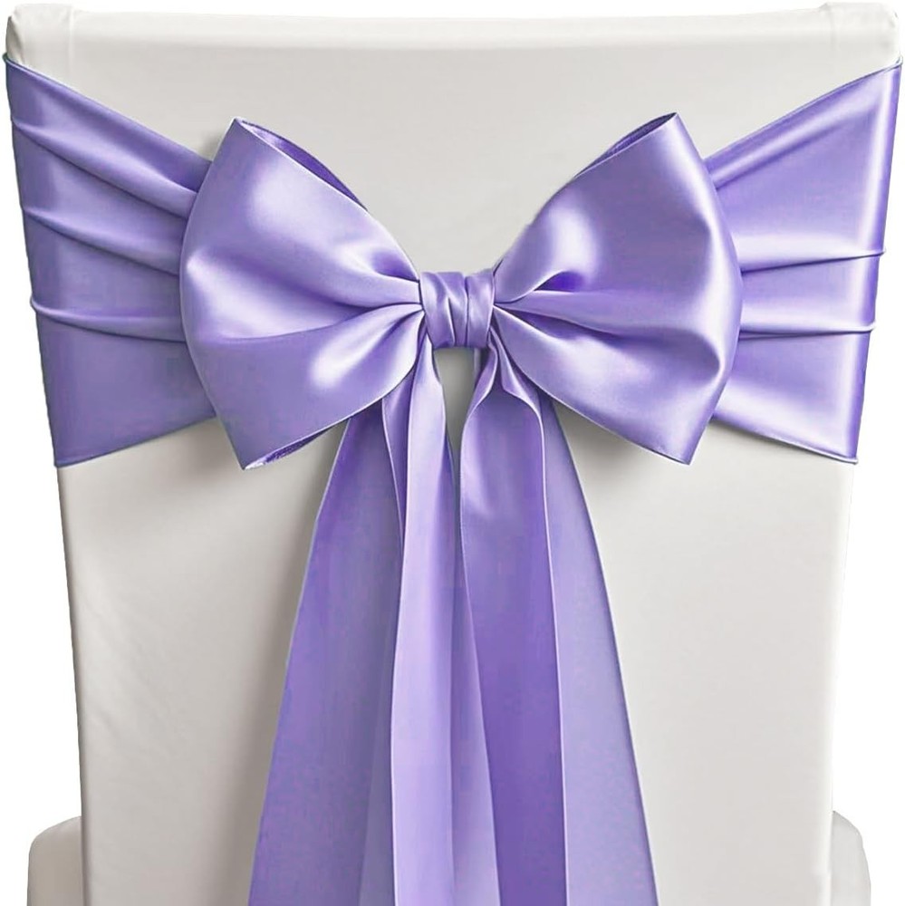 Pack of50Satin Lavender Chair Sashes7x108 Inches for Wedding Party Feast Banquet