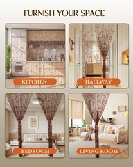 38 Strands Beaded Curtain for Doorways -35.4″x79″- Handmade Natural Beaded Cu…