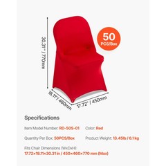 Uimoso 50PCS Red Stretch Spandex Chair Covers for Weddings, Parties, and Dining