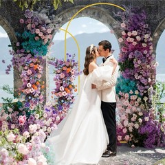 Stable Gold Metal Arch Stand Set – 2-Piece 7.2FT & 6FT Backdrop for Celebrations