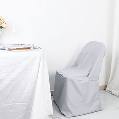 50 Silver Polyester FOLDING Flat CHAIR COVERS Wedding Party Banquet Decorations