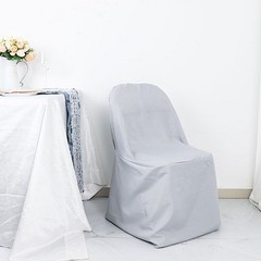 50 Silver Polyester FOLDING Flat CHAIR COVERS Wedding Party Banquet Decorations