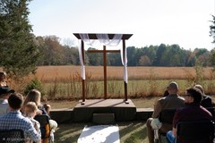 Rustic Wedding Arch & Platform Altar Stage Reclaimed Wood w/ White Birch Top