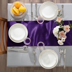 2 Pack Table Runners 12 x 108 Inch, Rectangular Smooth Satin Silk 2Pack Purple