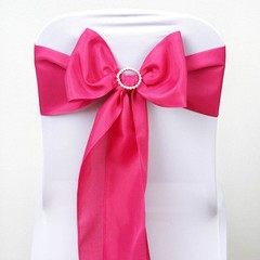 10 Fuchsia Polyester CHAIR SASHES Ties Bows Wedding Party Ceremony Decorations