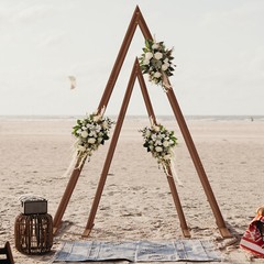 2 Pack Rustic Wedding Arch Triangle Arbor Backdrop Party Stand 8.2ft 9.8ft Wood