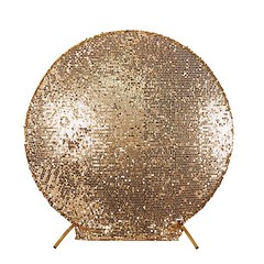 7.5 ft GOLD Sparkly Big Payette Sequin Backdrop STAND COVER Party Decorations