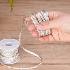 NiArt 10-Yard Self Adhesive Crystal Rhinestone Ribbon, Durable Sparkling Glas…