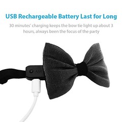 LED Light up Bowtie 7 Colors Luminous Adjustable Bowties for Party Gray