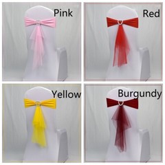 10X Stretch Chair Cover Band Bow Slider Sashes with Buckle Banquet Wedding