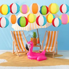 15Pcs Pool Party Decorations Beach Ball Paper Lanterns – Summer Luau Themed H…