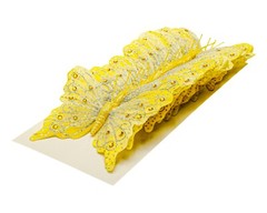 12PC 4″ Yellow + Silver Glitter Feather Butterfly Craft DIY Wedding Cake Topper