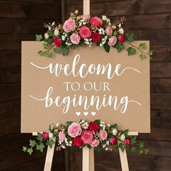 Water Resistant Vinyl Wedding Welcome Sign, Handmade with Elegant Touch