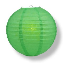 12″ Emerald Green Round Paper Lantern, Even Ribbing, Hanging Decoration