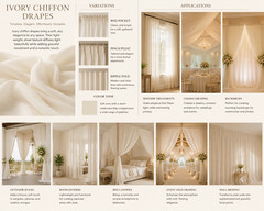 115″ x 120″ IVORY Chiffon Curtains Drapes Panel for Event Decor Backdrop Draping