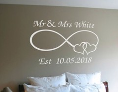 Custom Mr Mrs Family Name Infinity Love Wall Wishing Well Wedding Sign Decal