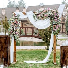 PARTISKY Wedding Arch Draping Fabric, 1 Panel 28″ x 19Ft White Wedding Arch D…