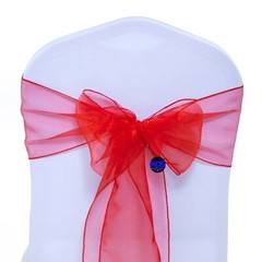100 Red Organza Chair Sashes Bow for Wedding Party Event Banquet Decor-Free Ship