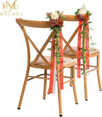10Pcs Ivory Orange Wedding Chair Decorations Floral Swag Garland with Ribbon
