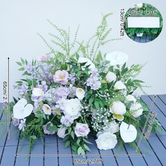 Artificial Floral Arrangement & Drapes Set, Wedding, White Purple, 225cm 85cm