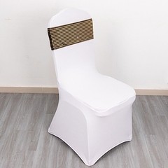 5 BLACK GOLD Polyester CHAIR SASHES Mirror Foil Design Party Events Decorations